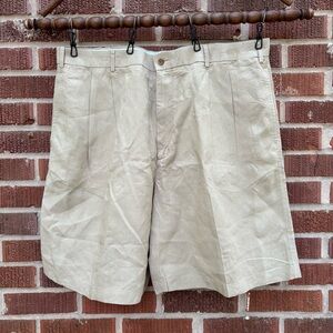 Daniel Cremieux Linen pleated Shorts Mens 42 Khaki Chino
